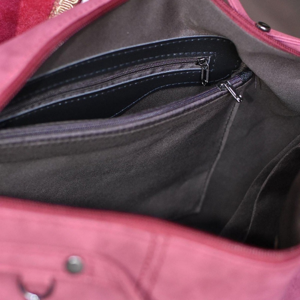 RED Faux Suede Studded Bag - Picture 7 of 7